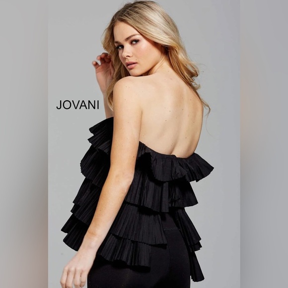 Jovani New York City Black Strapless Ruffle Bustier Size 0 - Picture 1 of 10